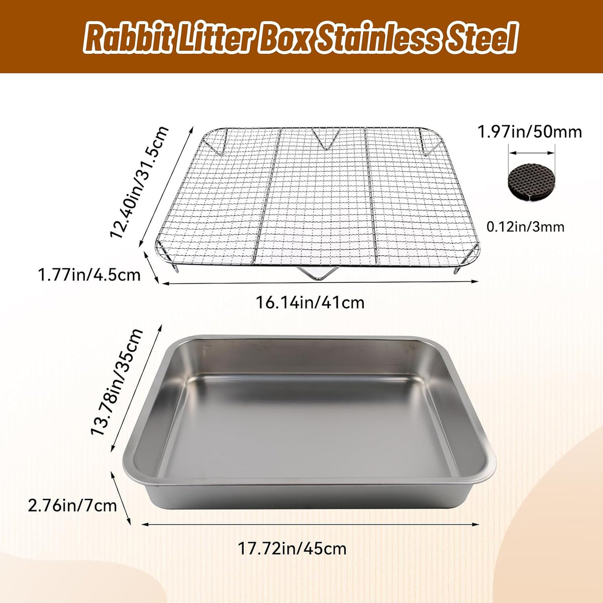 Large Rabbit Litter Box for Cage - 【Stainless Steel】 - image 2