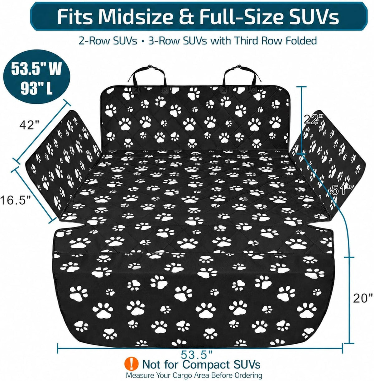SUV Cargo Liner for Dogs - Trunk Cover with Side Walls for Compact SUV – Essentials for Dogs - Dog Bone / Large (With Flaps) 93" - image 2