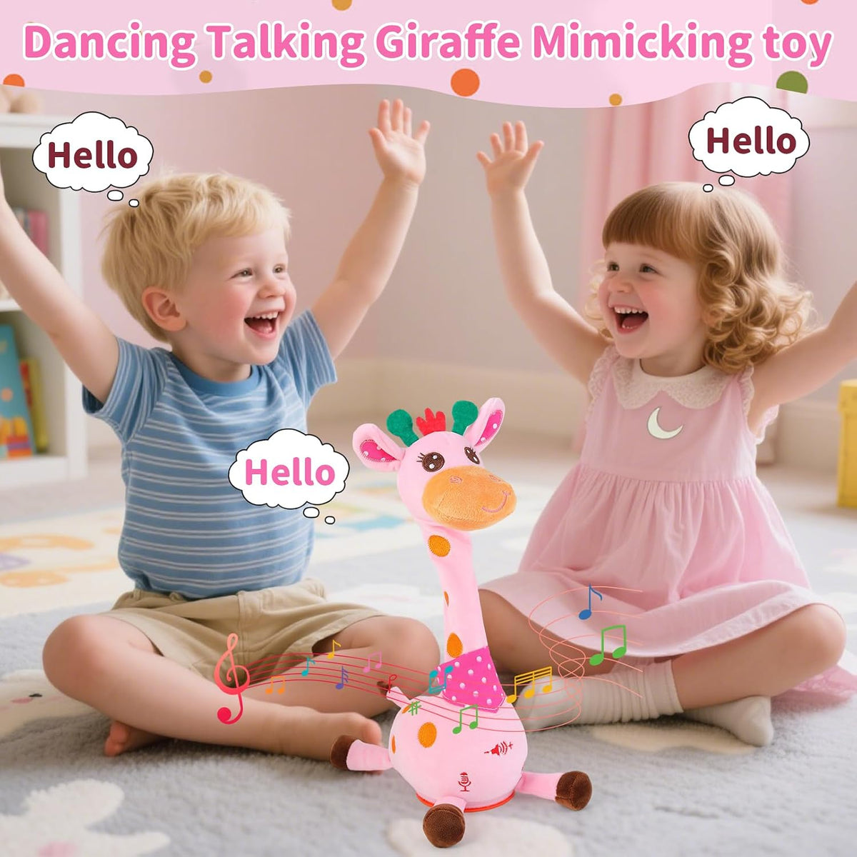 Emoin Adjustable Volume Control Dancing Cactus Toy Talking Cactus Toy - Sing giraffe toy - image 3