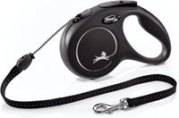 FLEXI Classic Cord Retractable Dog Leash - Black / Medium - 16 ft (Cord)