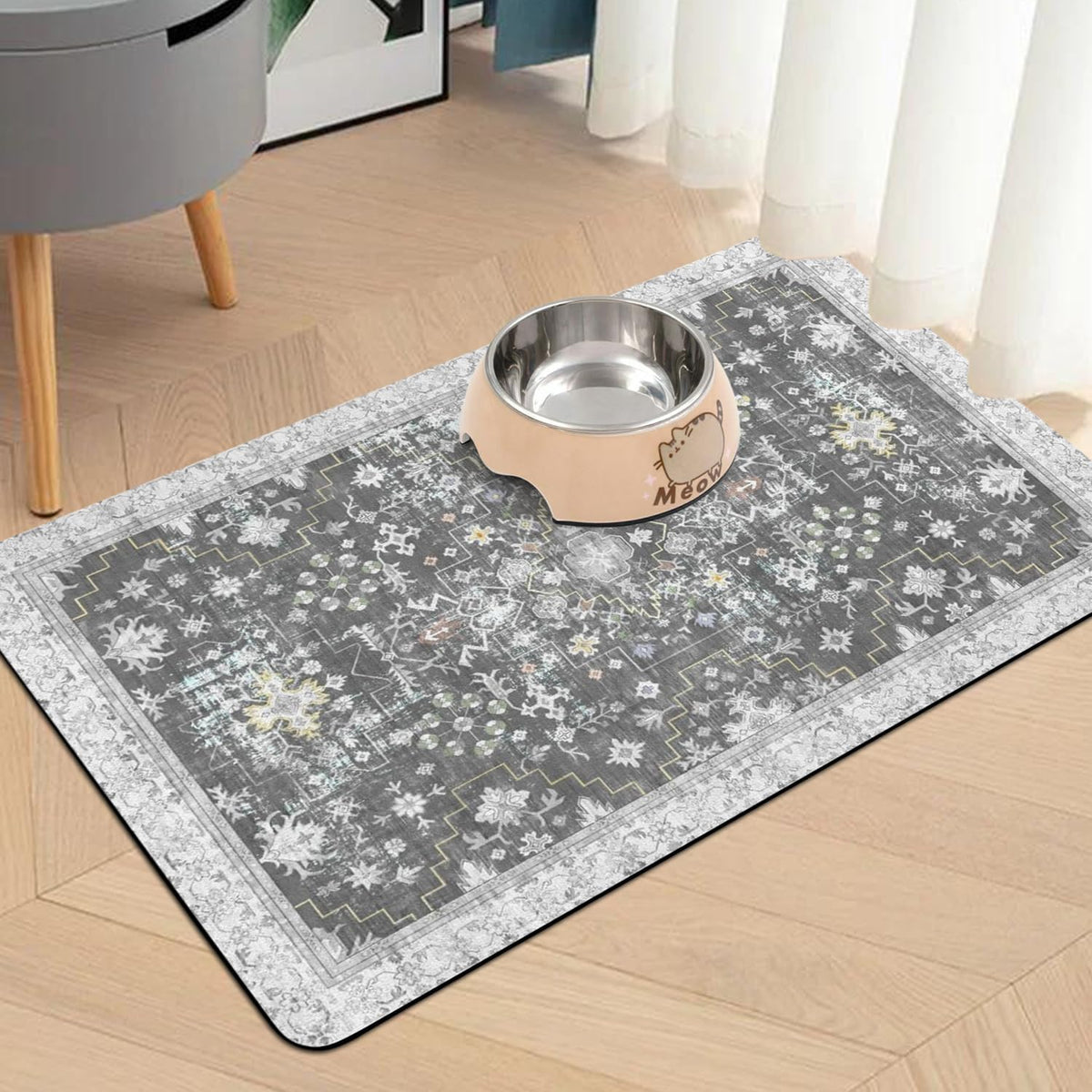 Pet Food Mats for Floor, Absorbent Dog Mat for Food and Water Dispenser Mat, Dog Food Mat Quick Dry - Grey / 24"L x 16"W - image 2