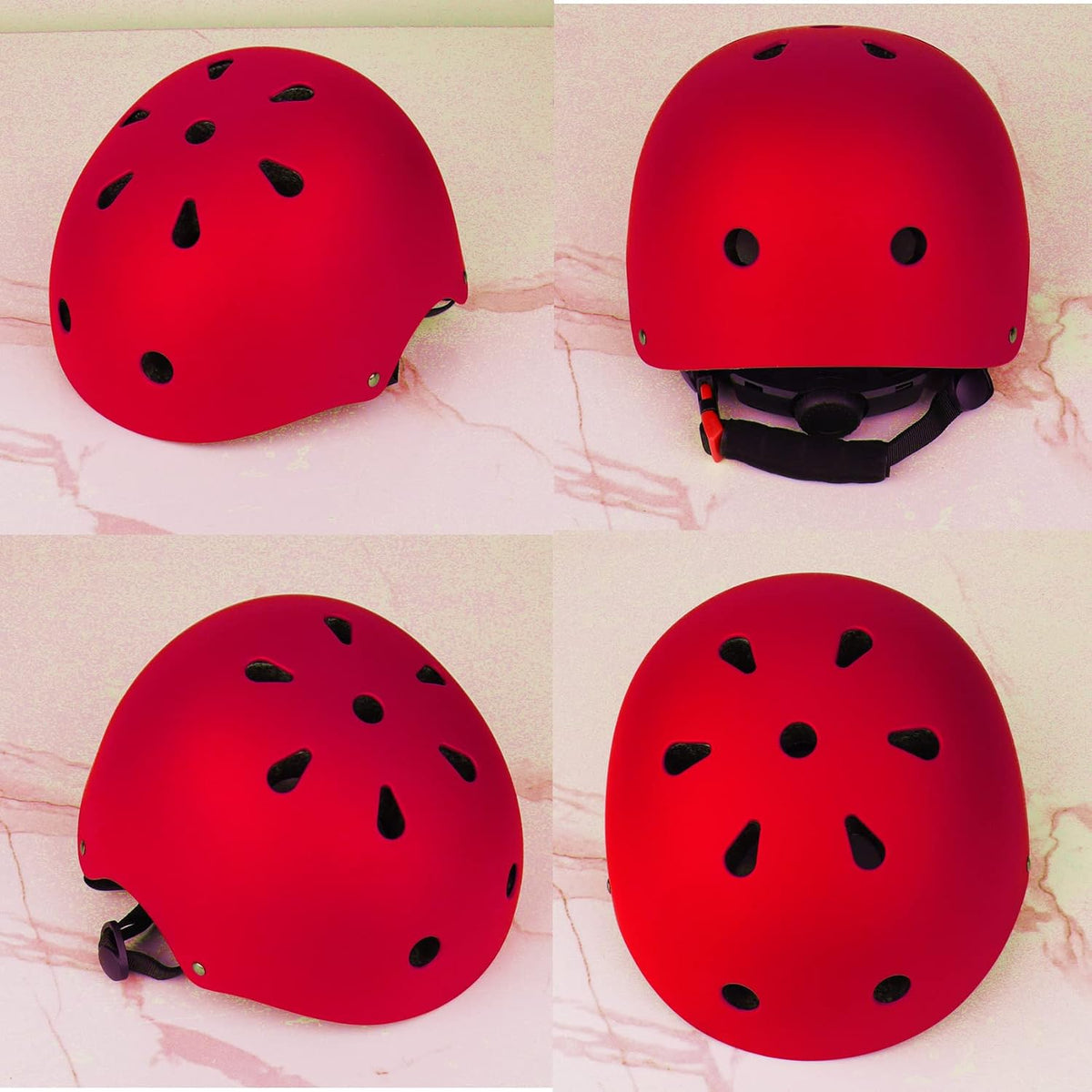 Adjustable Kids Helmet with Knee Pad, Elbow Pads & Wrist Guards - red / Small( 3- 8 years ) - image 2