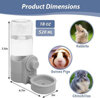 Fhiny Rabbit Water Bottle, 18oz Hanging Guinea Pig Water Bottle No Drip Gravity Automatic Bunny Water Dispenser for Cage Rabbit Waterer for Guinea Pig Bunny Chinchilla Ferret Cat Puppy