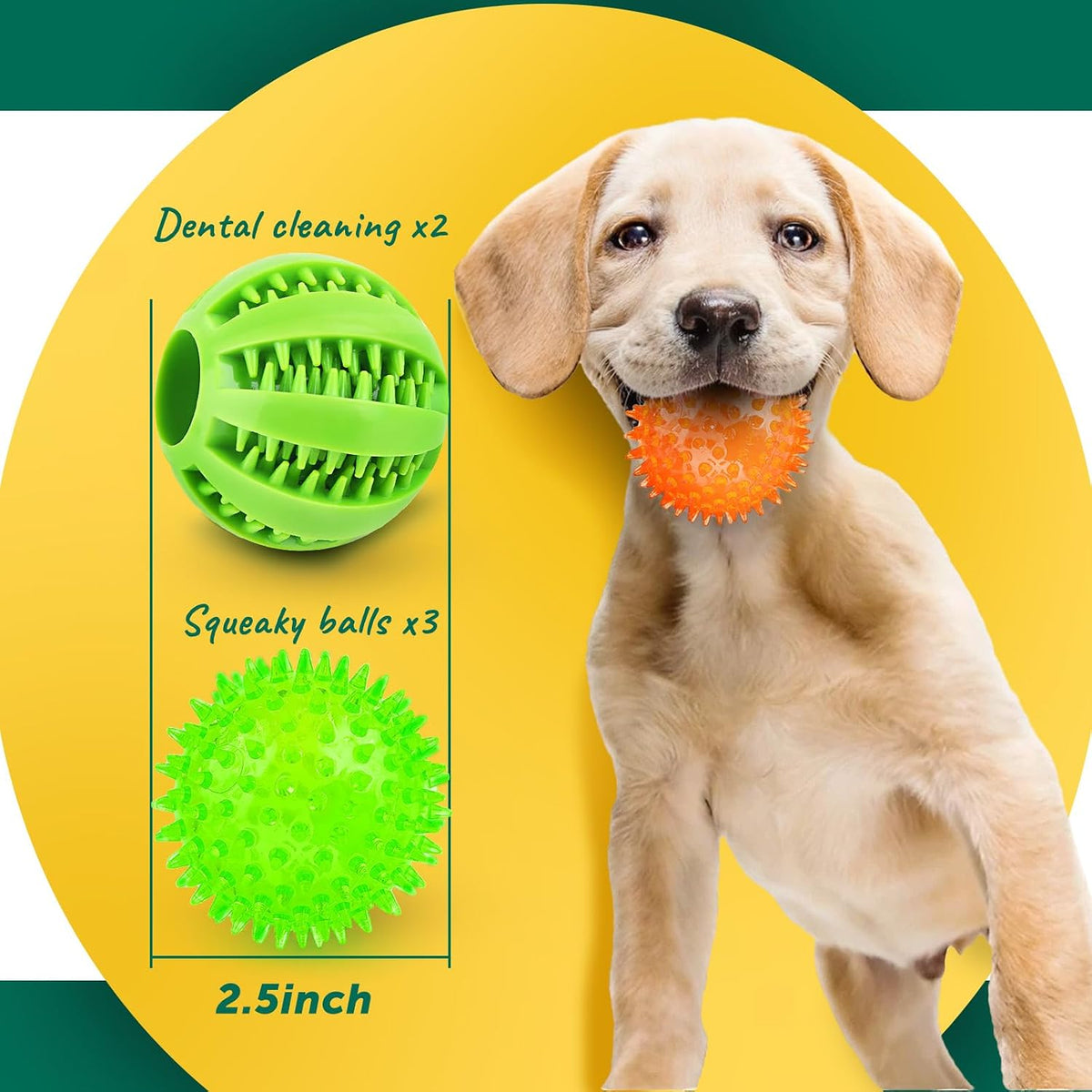 PUPTILY 2 Different Functions Interactive Ball for Dogs 2.5” Squeaky - 5pcs - image 2