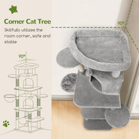 Globlazer Corner Stable Cat Tree Tower with Scratching Post, C51 - 66inch / Light Gray - image 2