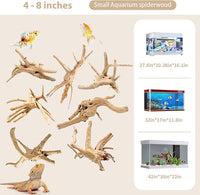 WDEFUN Natural Spiderwood for Aquarium Decor 7-Piece 4''-8'' Long Natural Driftwood Branches for Fish Tank Decorations