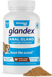 Vetnique Labs Glandex Dog Fiber Supplement Powder for Anal Glands with Pumpkin, Digestive Enzymes & Dog Probiotics for Digestive Health - Vet Recommended - Boot The Scoot (Pork Liver, 4.0oz Powder)