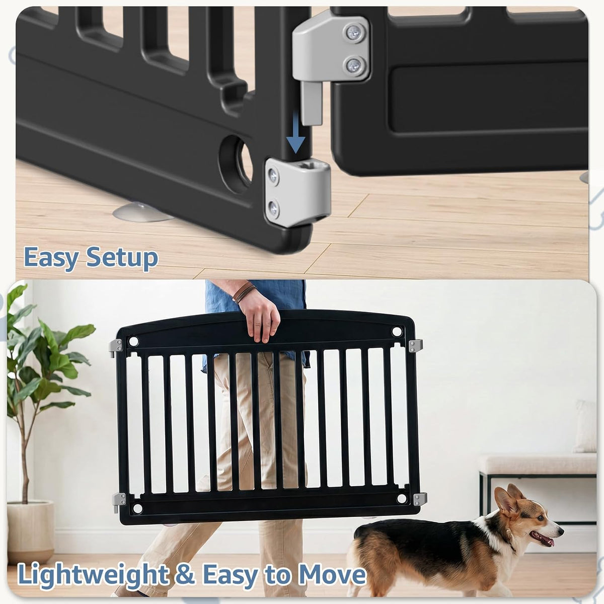 DUMOS Plastic Dog Playpen - Black / 8 Panel / 24 Inch - image 4