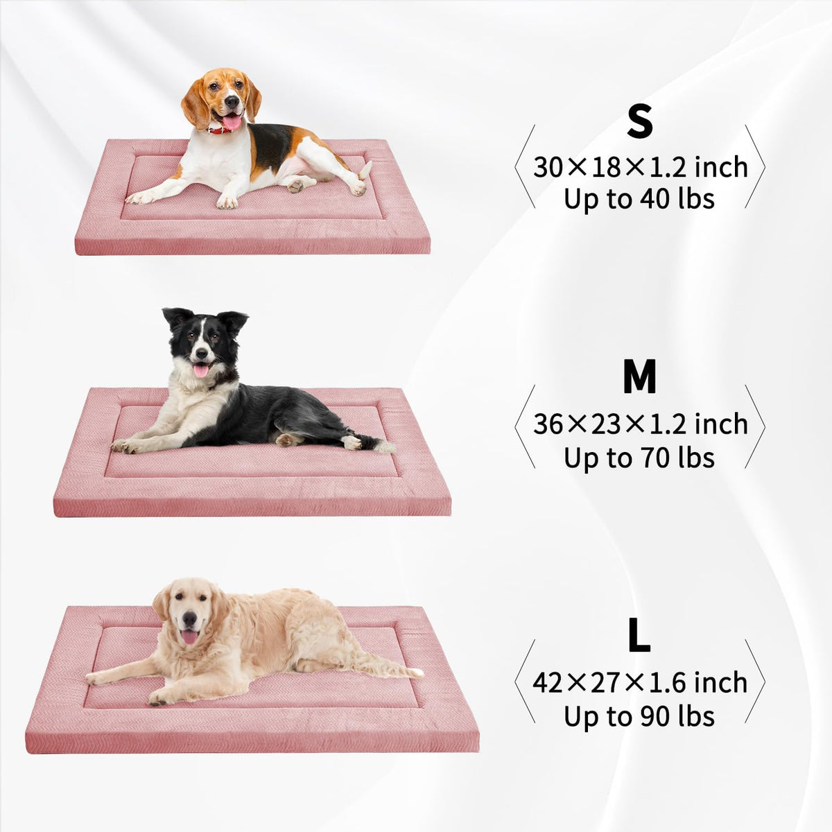 Dog Bed for Crate, Medium/Large Dogs Crate Bed - 30.0"L x 18.0"W x 1.2"Th / Pink - image 2