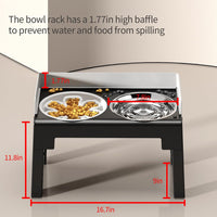 Elevated Dog Bowls for Medium and Large Dogs - 1 Slow Feeder Bowl + 1 Stainless Steel Bowl / Grey - image 3
