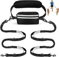 Hands Free Dog Leash for Two Dogs Walking, Running – Essentials for Dogs - Black/Silver Gray / Large
