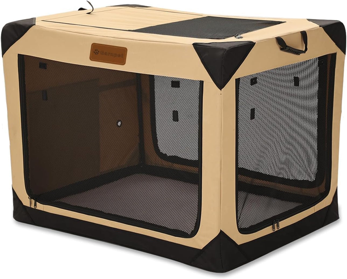 Garnpet 36 Inch Collapsible Soft Dog Crate for Large Dogs - Beige / 30.0"L x 21.0"W x 21.0"H