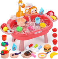 HOLYFUN Kids Kitchen Playset - Red