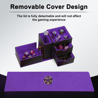 Stepane dice tray and dice tower storage box in black and red PU leather with drawers - view 20