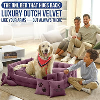 Luxury Dog Bed Chesterfield – Handcrafted Velvet Throne for Dogs | Joint Support, Calming & Temp-Regulating Comfort | Durable 5+ Years, Anti-Claw, Washable 100+ Times – XL, Purple