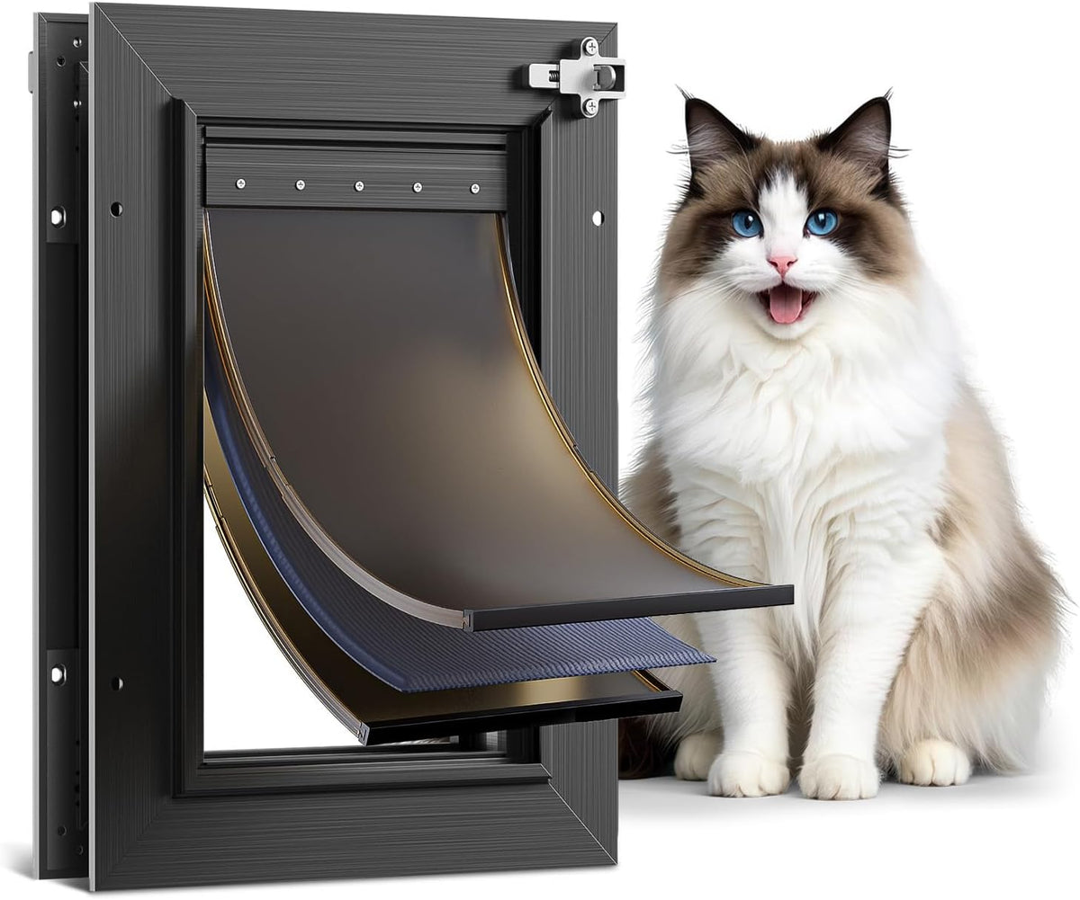 All Aluminum 3 Flaps Insulated Dog Door for Door – Essentials for Dogs - Small
