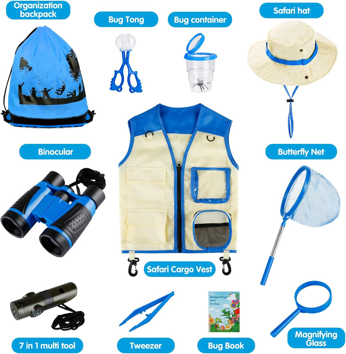 INNOCHEER Kids Explorer Kit & Bug Catcher Kit & Safari Costume Kit - Blue - image 2