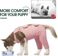 Kuoser Dog Recovery Suit for Back Legs, Thigh Wound Protective Sleeve for Dogs, Dog Recovery Sleeve for Female Male Dogs, Dog Onesie After Surgery Pet Surgical Suit for Spay Neuter, Pink XXL