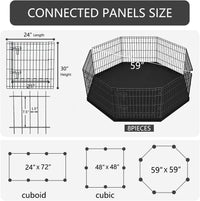 Foldable Metal Dog Exercise Pen/Pet Puppy Playpen Kennels Yard Fence - Black / 30''H / Playpen+Bottom Pad - image 3