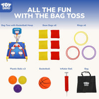 TOY Life Bean Bags Toss Carnival Games, Cornhole - 3-in-1 Game with Basketball Hoop and Ring Toss - image 3