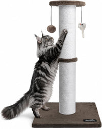 34-Inch Tall Cat Scratching Post for Large Cats, Stable Base - Brown