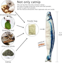 6 PCS Cat Fish Toy Soft and Durable,Cat nip Toy with Catnip Inside, Kicker Toys for Indoor Kitten Exercise,Kitty Teething Chew Toy (6 Sauries)