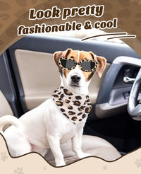 Lewondr Small Dog Sunglasses UV Protection Heart Shape Dogs Goggles - Black Brown Leopard / Solid - image 2