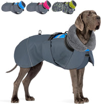 SlowTon Dog Winter Coat, 3 Layers Thick Warm Fleece Lining Dog Jacket – Essentials for Dogs - Large / Blue