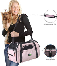 JESPET Soft-Sided Airline-Approved Dog & Cat Carrier Travel Bag – Essentials for Cats - 17.0"L x 9.0"W x 11.5"H / Pink - image 3