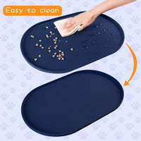 100% Waterproof 0.5" Raised Edge BPA Free Silicone Dog Food Mat - 24x16x0.5 Inch / Navy - image 4