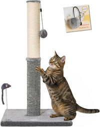 Cat Scratching Post, Cat Scratchers for Indoor Cats with Toys – Essentials for Cats - 29.5" / Light Gray