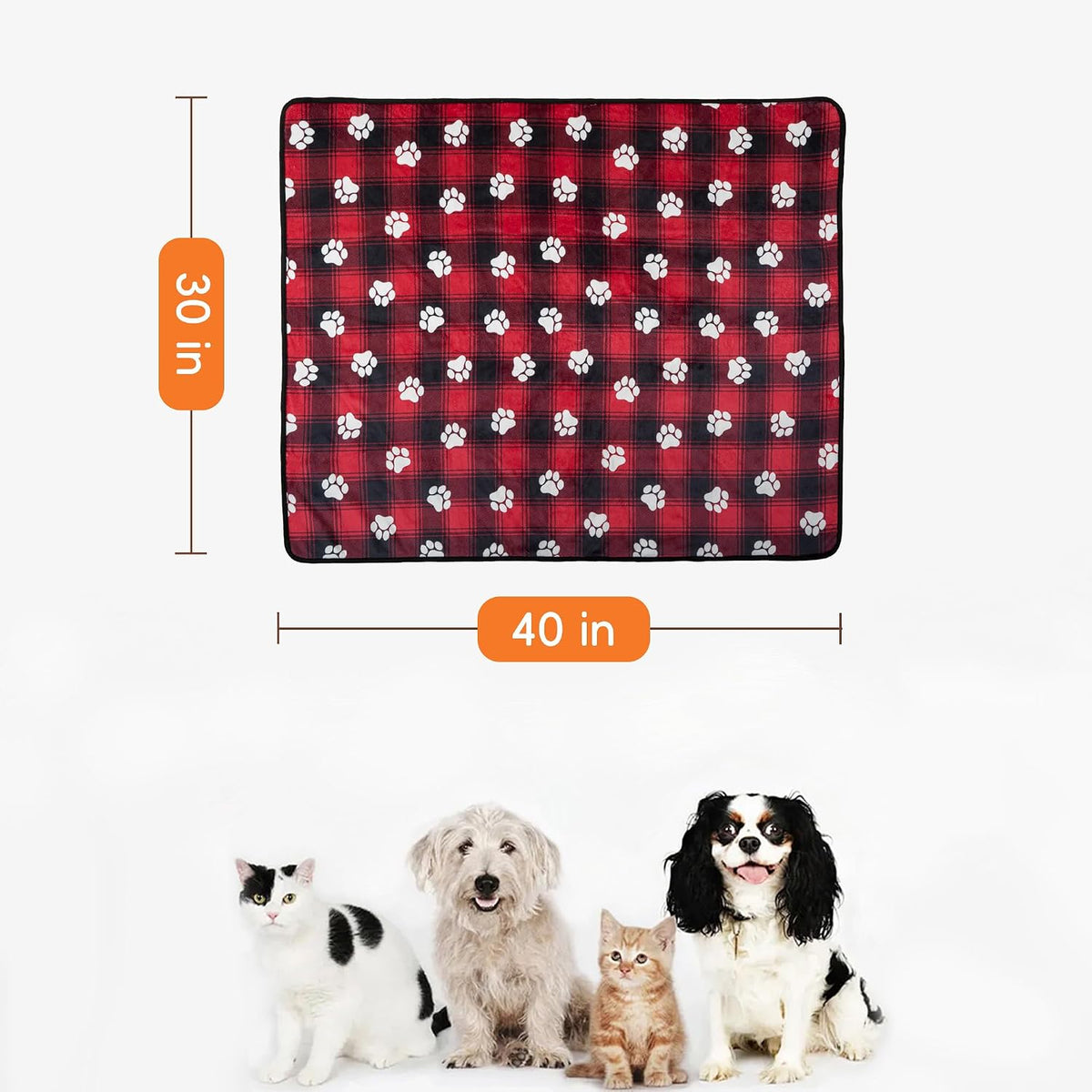 Waterproof Dog Blankets for Large Dogs 50"x60" Dark Grey – Essentials for Dogs - Paw Red / 30"x40" - image 2