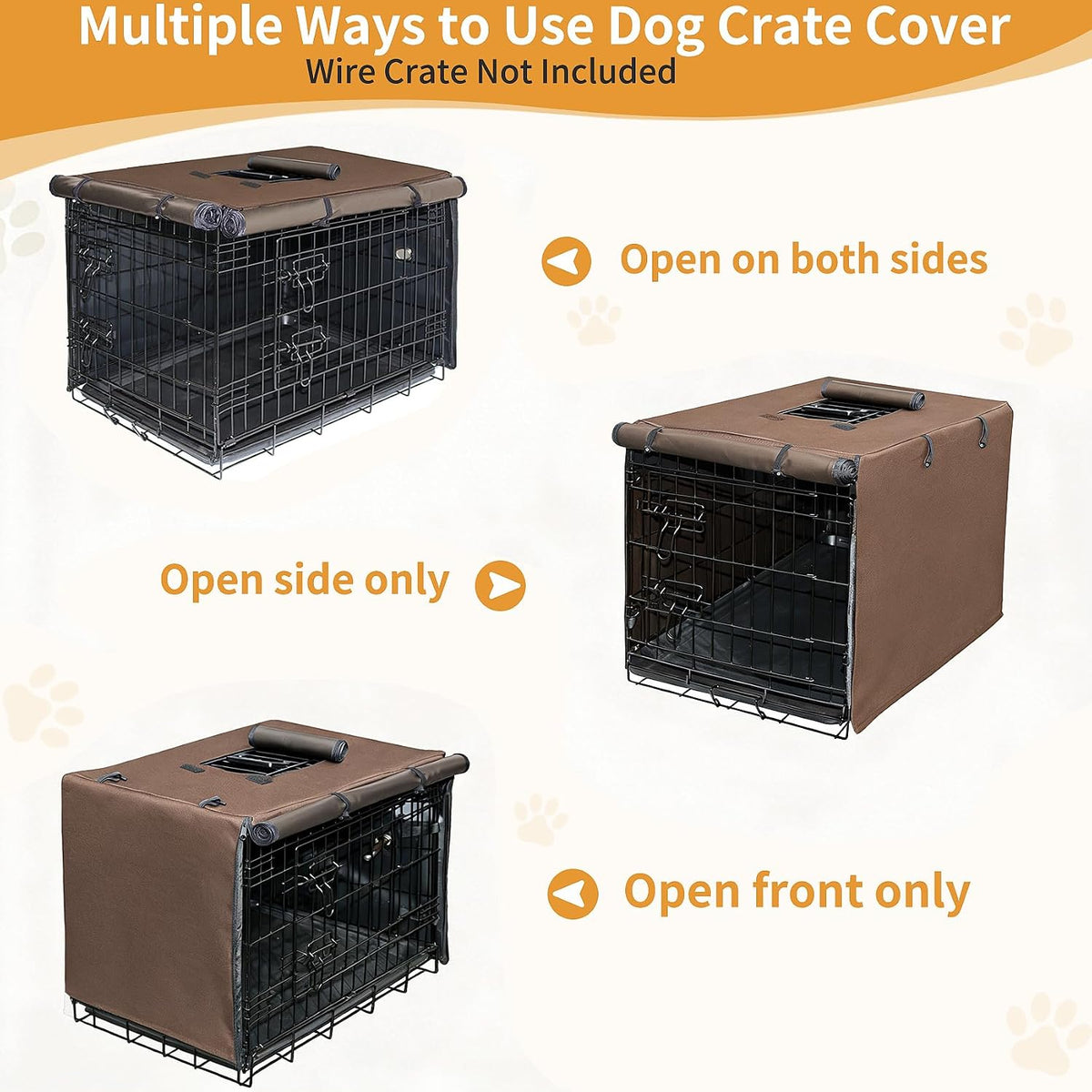 DONORO Dog Crate Cover 24 Inch Waterproof Pet Kennel Cover 600D Heavy - 24.0"L x 18.0"W x 20.0"H / Brown - image 3