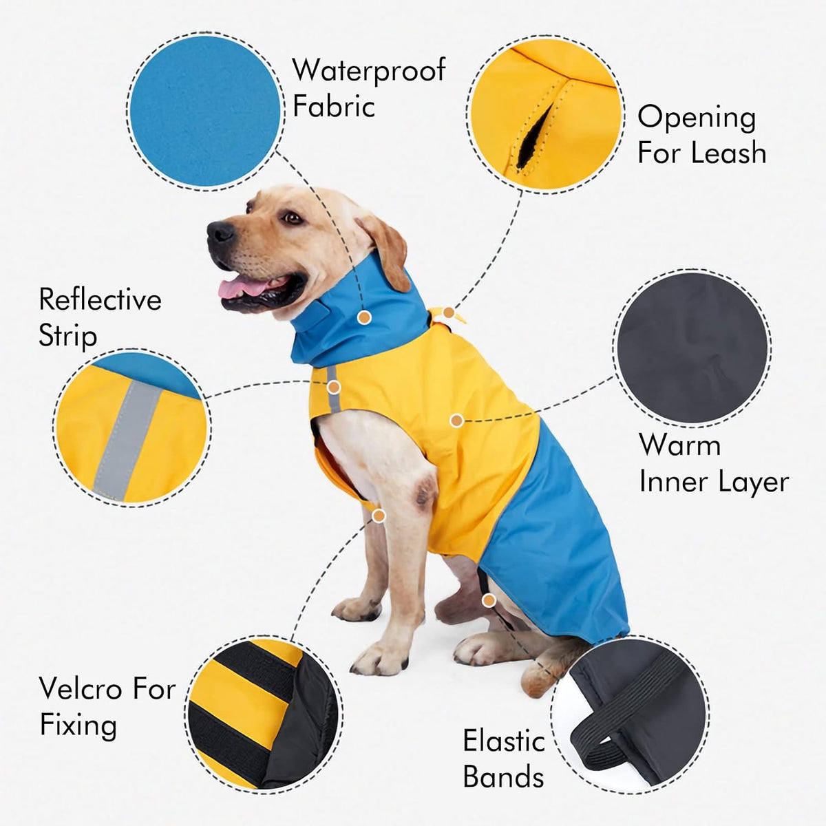Barkworthies Dog Raincoat - X-Small / Blue+Black - image 3