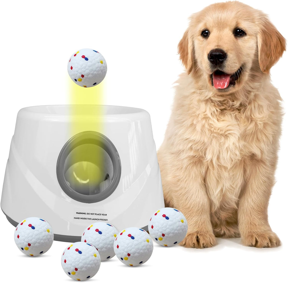 Automatic Dog Ball Launcher, 6 ETPU Balls - Grey-Standard