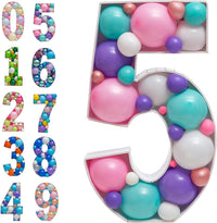 28 inch DIY Mosaic Balloon Number 1 Frame, Party Backdrop Decor – Fun for Kids & Family - Number 5