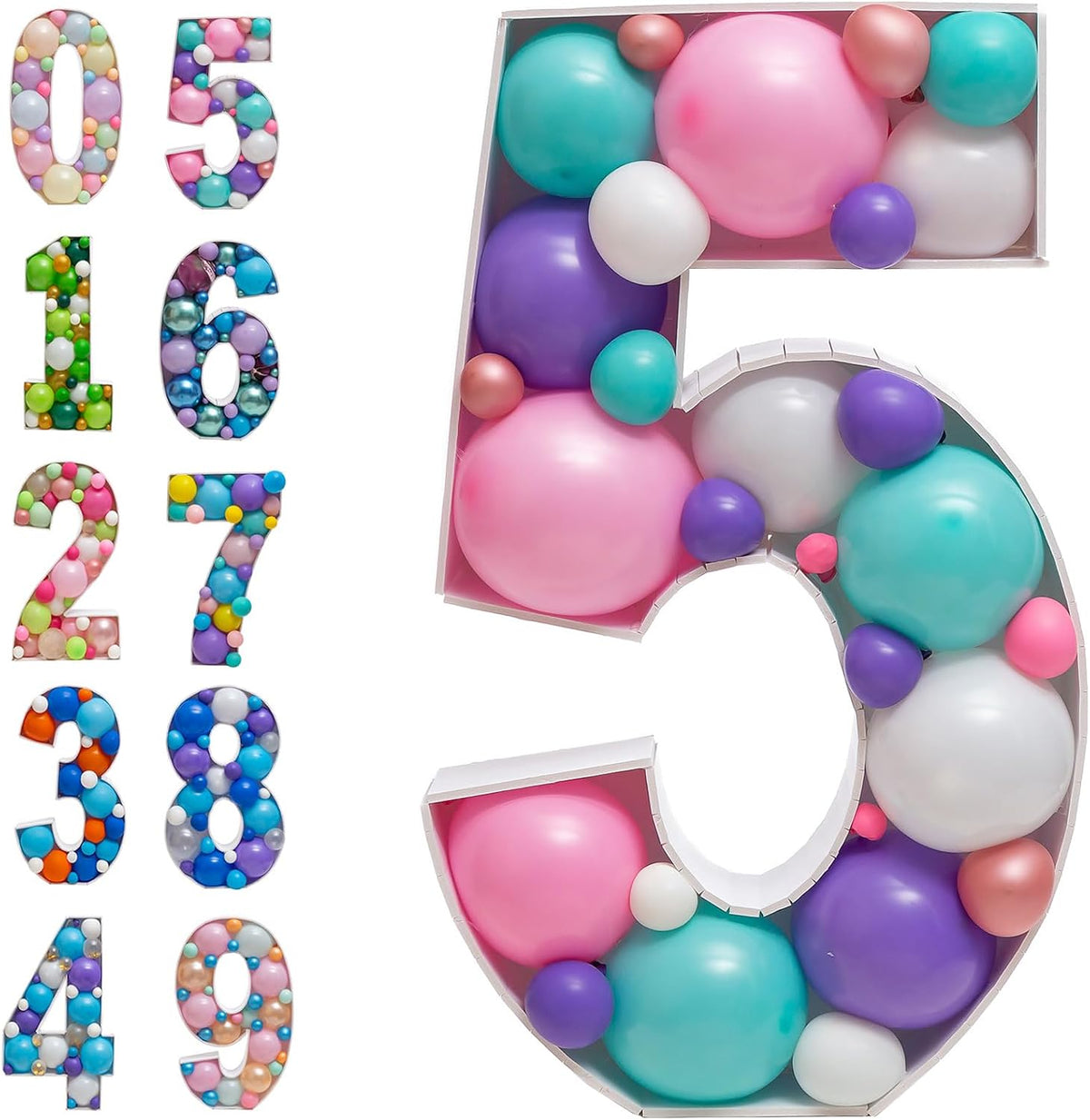 28 inch DIY Mosaic Balloon Number 1 Frame, Party Backdrop Decor – Fun for Kids & Family - Number 5