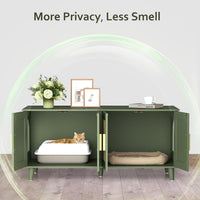 Boho Cat Litter Box Enclosure for 2 Cats, Green and Natural – Essentials for Cats - Green - image 4