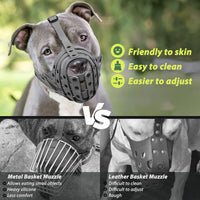 Pitbull Dog Muzzle for Large Medium Dogs Prevent Biting Scavenging – Essentials for Dogs - Grey / M [Snout Cir: 9.75"-11"] - image 4