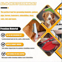 Rabbit Grooming Kit – Bunny Grooming Kit with Shedding Brush, Nail Clippers & Comb – Small Animal Grooming Supplies for Rabbits, Guinea Pigs, Hamsters, Ferrets - Small Pet Shedding & Care (Pink)