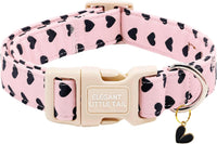 Elegant little tail Dog Collar - Black Hearts / Medium (Pack of 1)