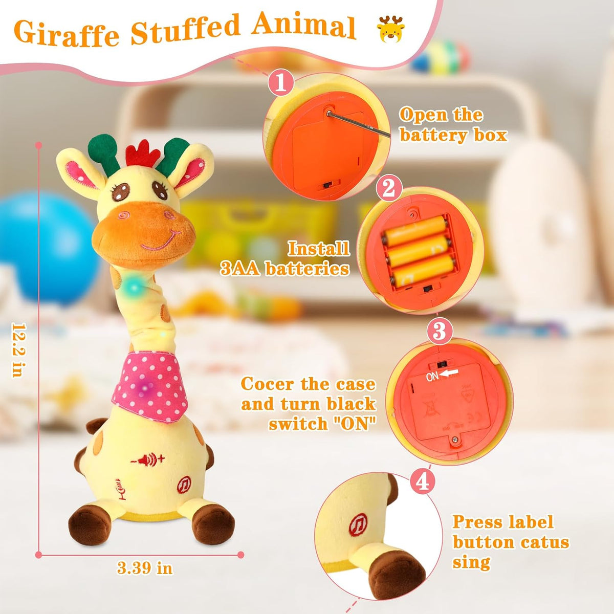 Dancing Talking Giraffe Toy, Singing Giraffe Baby Toys for Kids – Fun for Kids & Family - Giraffe - image 3