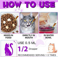Cat Vitamins, 15 in 1 Cat Multivitamin Liquid Drops, Cats Vitamins and Supplements with Glucosamine and Probiotics, Vitamin for Cats Skin Coat, Immunity, Gut Digestion, Joint, Heart, 60ML