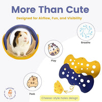 Guinea Pig Tunnels, Foldable Fleece Hideout Beds with Cheese-Hole Design, 2 Pack Modular Tunnel Set for Play and Rest, Brings Comfort and Enrichment to Guinea Pig Cages-Blue&Grey