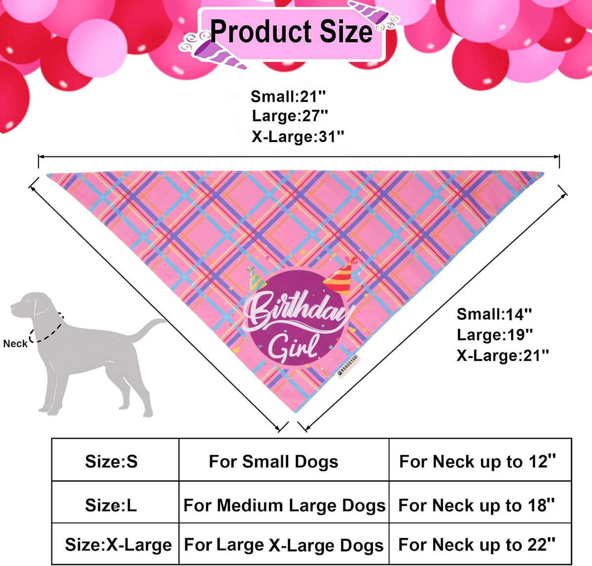 Dog Birthday Hat Bandana Set, Blue Plaid Boy Dog Bandana - Large / Pink Violet Girl - image 4