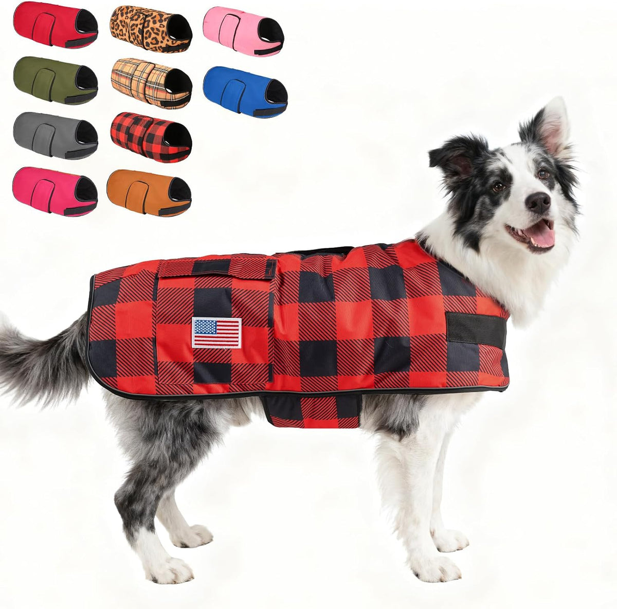 BEAUTYZOO Dog Winter Coat for Large Dogs - Buffalo Red / L(Chest Girth 28"-38", Back 20", Neck 22"-26")