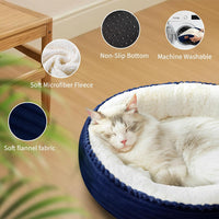 Zerbuger 20in Pink Round Dog Bed Sofa for Dogs Cats - Navy Blue / Small - image 3