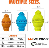 Max Fusion with Nike Grind, Arlee Cannon Treat Dispensing Dog Toy, Durable Dog Treat Toy, L