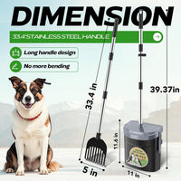 UPSKY 33.4" Dog Pooper Scooper Swivel Bin & Rake Kit with 100 Waste - Grey - image 2