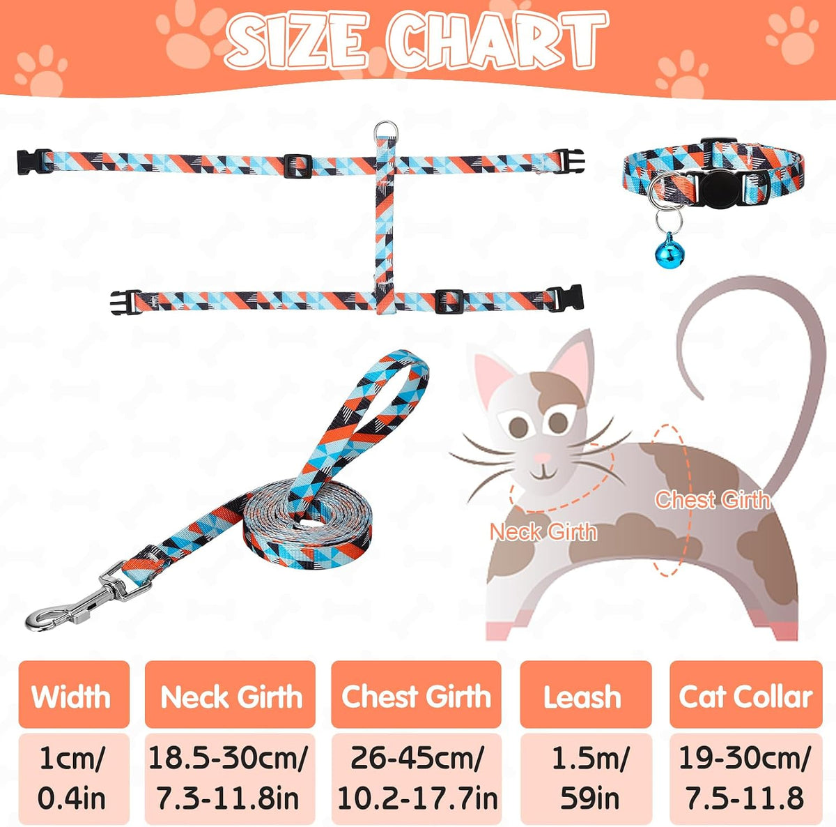 2 Pack Cat Harness and Leash with Collar Set - Bohemia - image 2